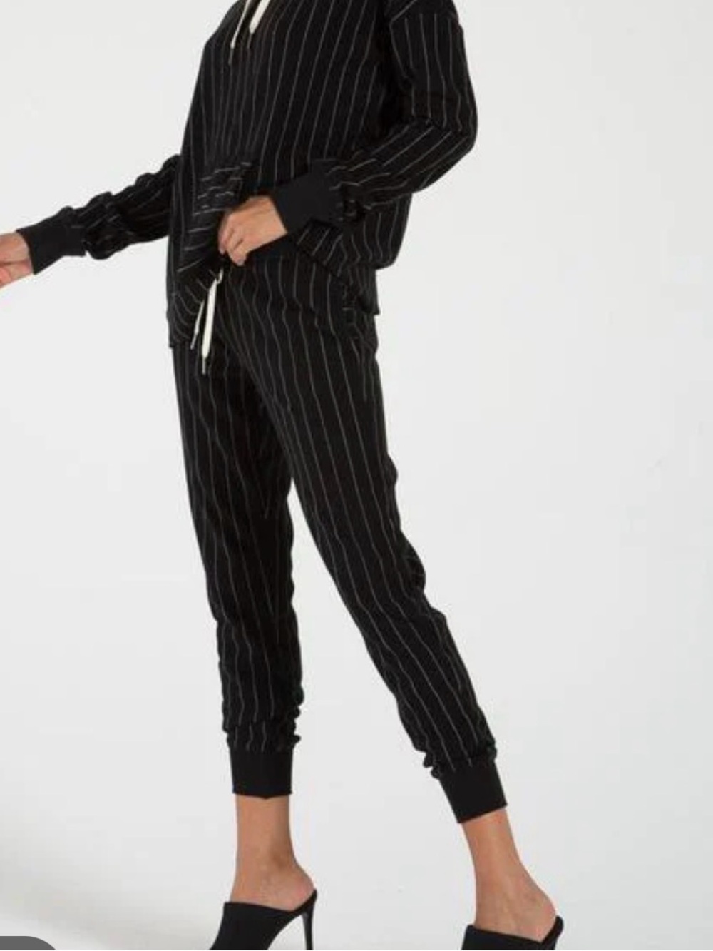 Philanthropy Black Pinstripe Jogger Pants with Drawstring Waist size S